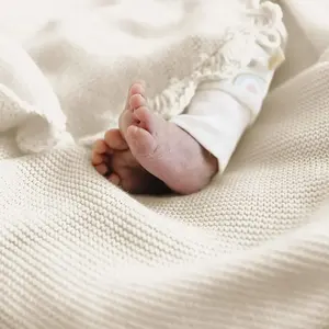 Mới nhất tùy chỉnh bán buôn siêu mềm sơ sinh An ninh bé bọc 100% cotton hữu cơ dệt kim ren bé Swaddle chăn