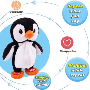 Talking Singing Penguin Lặp Lại Những Gì Bạn Nói Đi Bộ Điện Tương Tác Đồ Chơi Hoạt Hình Nói <span class=keywords><strong>Plush</strong></span> Buddy Quà Tặng Cho Trẻ Mới Biết Đi - Product Image 2