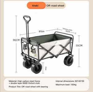 Chariot de plage pliable de grande capacité pour le camping, chariot de pique-nique robuste, chariot pliable portable, chariot de plage pliable, chariot de camping en plein air - Product Image 6