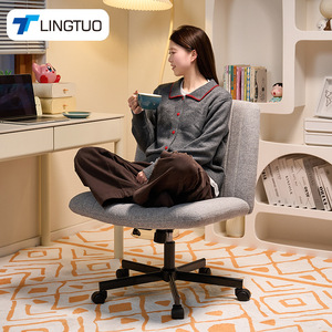 Lingtuo <b>Office</b> Chair Gray Fabric Height <b>Adjustable</b> Swivel <b>Desk</b> Chair For Home Study Or Dorm Use - Product Image 1