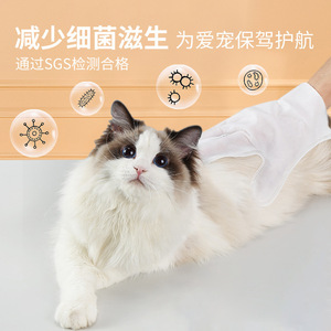Gants de nettoyage pour animaux de compagnie, pour chat, sans bain, serviettes en papier antiseptiques, produits de nettoyage à sec - Product Image 1
