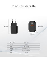 Miccell Portable 20W GaN PD Pengisi Daya Cepat Dual C USB-C Adaptor Dinding Kabel Retractable Ramah Lingkungan Lipat Elektrik