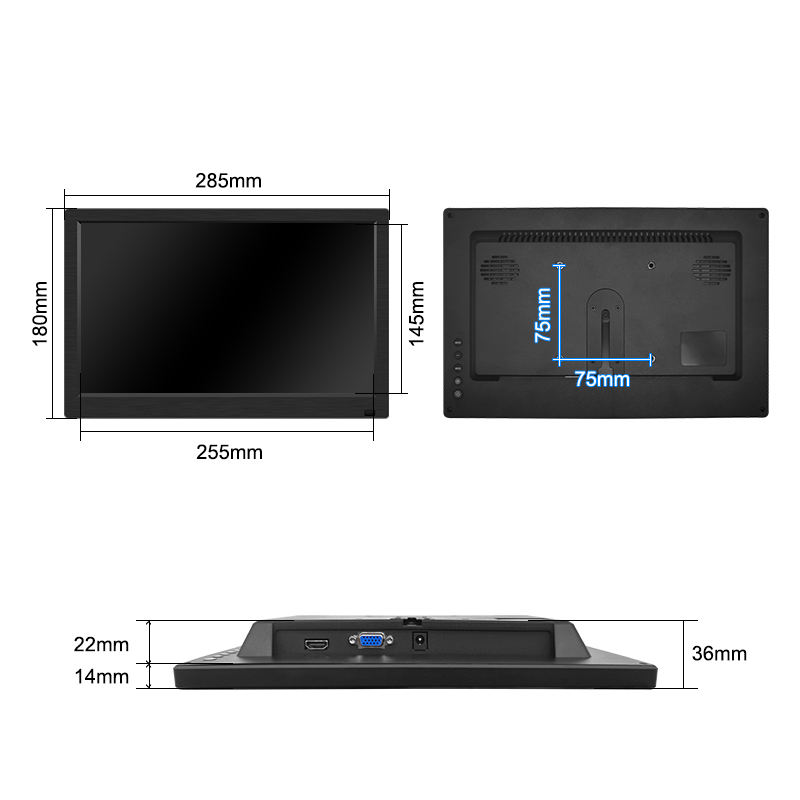 11.6" Industrial Widescreen IPS Full HD Panel LCD/LED Desktop with Durable Plastic Housing Monitor