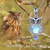 Collier Pendentif Hibou en Argent Sterling 925 en Gros, Bijoux Personnalisés Animaux, Chaîne Pavée CZ pour Femme