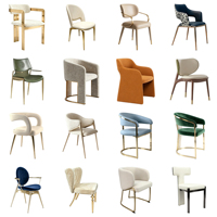 Fauteuil de salle à manger moderne en cuir souple rembourré avec base en acier inoxydable pour villa et hôtel, mobilier de restaurant de luxe