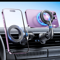Support magnétique pour téléphone de voiture MagSafe, fixation sur grille d'aération, rotation à 360° °   Support de téléphone à charge sans fil avec aimant puissant rotatif pour iPhone universel
