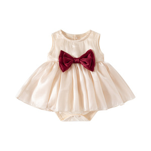 Combinaison bébé sans manches en coton 100% style coréen, couleur unie, col rond, personnalisable - Product Image 3