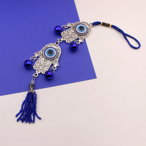 Gioielli per Coppie, Campanella a Vento Artigianale con Occhi Blu Greci, Decorazione per Auto, Regalo - Product Image 4