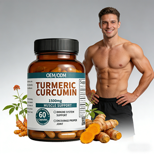 Kurkuma Curcumin 1500mg Kapseln - Natürliche Muskel- und Gelenkunterstützung für Erwachsene - 60 Stück Immunsystem-Gesundheitsformel OEM - Product Image 1