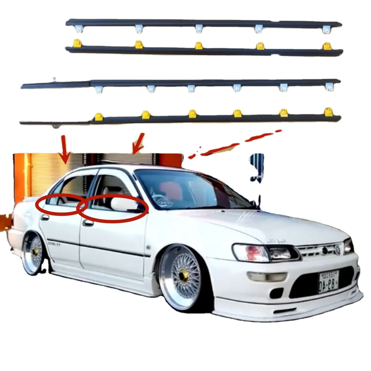 Car door and window glass waterproof rubber sealing strip weather strip MOULDING for toyota COROLLA AE101 XLI 1993