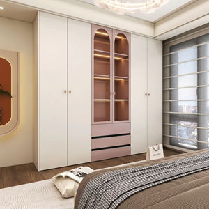 Bedroom Furniture Wooden Closet with Glass Wooden <b>Wardrobe</b> <b>Cheap</b> Price - Product Image 2