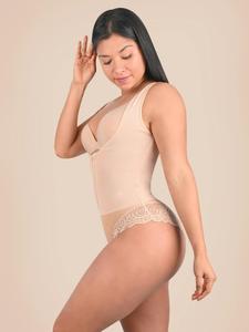 Body de grande taille pour femmes, corset moulant <span class=keywords><strong>dos</strong></span> nu col en V profond avec soutien-gorge rembourré - Product Image 4