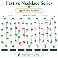 Collier lumineux festif à 9 LED, 98 cm, avec motifs Cœur, Trèfle, Sapin de Noël, Étoile et Ampoule, pour fêtes, durable, style 'Ugly Sweater'