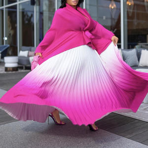 D3297 Dernier Design Tenues d'Automne Africaines pour Femmes <span class=keywords><strong>Haut</strong></span> Irrégulier à Lacets <span class=keywords><strong>et</strong></span> <span class=keywords><strong>Jupe</strong></span> Plissée Dégradée Ensemble Deux Pièces Vêtements pour Femmes - Product Image 4