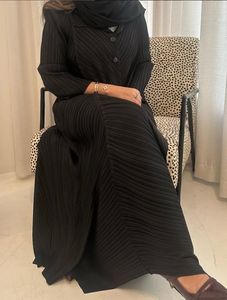 Abiti da sera modesti eleganti da donna personalizzati in fabbrica abiti da sera a manica lunga in tinta unita ampi con pieghe Miyake Vestidos casual Eid - Product Image 3