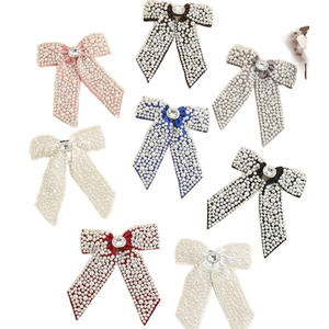 Nuevas Horquillas para el Cabello con Lazo Hecho a Mano con Cuentas de 5 cm, Lindas y Dulces, con Perlas de Imitación, Ajustables, para Mujeres - Product Image 1