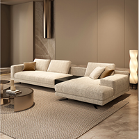 Sofá Seccional Modular Moderno, Sofá de Tela Flotante Minimalista con Gabinete de Almacenamiento Lateral, Sofá de Recepción para Oficina