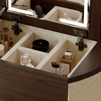 Ensemble de coiffeuse en cuir de luxe de style moderne du milieu du siècle, commode pour chambre à coucher, commode pour enfants, coiffeuse antique avec miroir à vendre