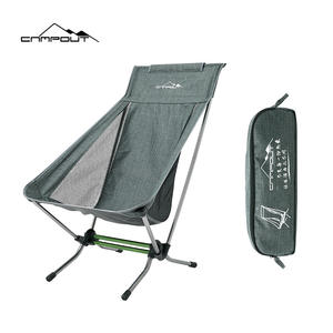 Chaise de camping pliante Campout 48x70x85cm, dossier ovale en alliage d'aluminium, chaise de jardin, couleur gris vert militaire noble - Product Image 4
