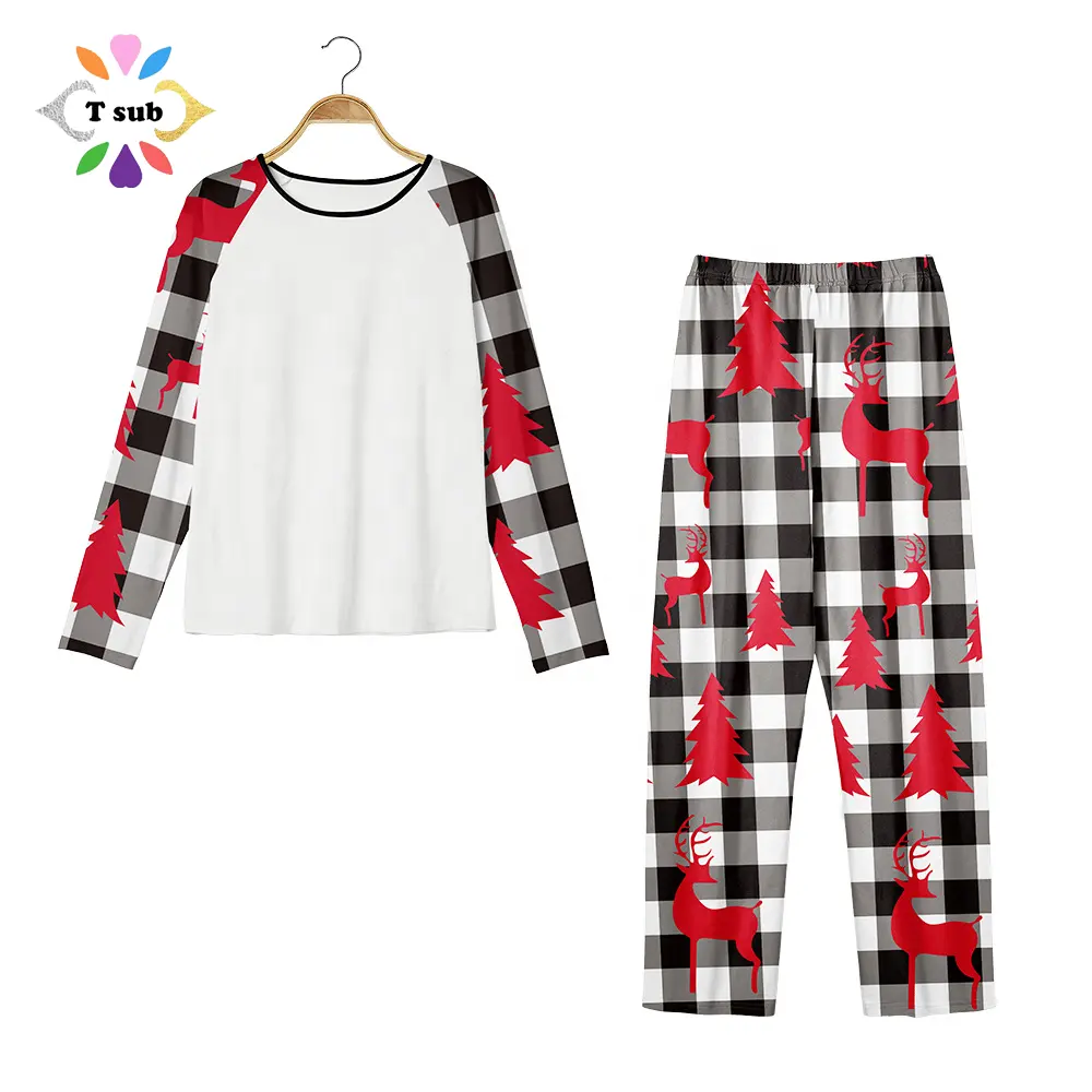 Customized Photo Printable Christmas Family Pajamas with 160gsm Sanded Cloth for Sublimation