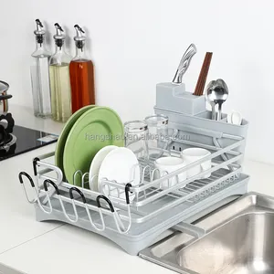 Spüle Geschirr trockner Platz sparer Spüle Theke mit Platz Aluminium Single Layer Küche Utensilien Lagerung Abfluss regale Geschirr