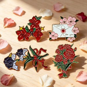 Broche décorative personnalisée en forme de plante et de fleur de dessin animé, <span class=keywords><strong>iris</strong></span> et fleur de cerisier, pour sacs de filles, accessoires vestimentaires, vente en gros - Product Image 2