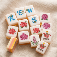 Tuiles de Mahjong Premium 31,5 mm en Acrylique Transparent Scintillant Effet Fleur de Glace, Jeu de Table Artistique de Luxe