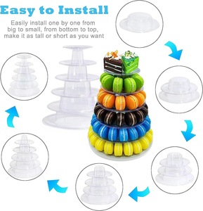Rak <span class=keywords><strong>Display</strong></span> kue Macaron plastik 6 tingkat, alat kue untuk pemegang Cupcake, piring dekorasi pesta pernikahan, menara berdiri - Product Image 5