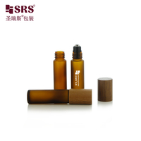 Applicateur de bille roulante pour huiles essentielles de luxe 10 ml, flacon roll-on avec bouchon en bois