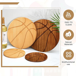 Planche à découper en bambou et bois pour cuisine, plateau de service rond pour restaurant, plateau à pain et à gâteaux - Product Image 5