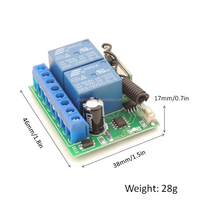 Récepteur RF sans fil 433 MHz / 315 MHz, interrupteur relais, relais DC 12V, module récepteur 2 canaux, code d'apprentissage 1527