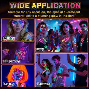 Dark Temporary Body <b>Paint</b> <b>UV</b> Neon Face <b>Paint</b> Face Painting Pens Tattoo Markers Skin Festival Essentials Easter - Product Image 3