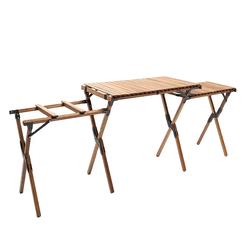Mesa de madeira portátil dobrável 2 em 1, mesa de madeira multifuncional para acampamento, piquenique, churrasco, mesa dobrável
