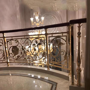 Benutzer definierte moderne anpassbare Farben-Gold Treppen geländer Treppen Glas geländer für Innentreppen Geländer Designs aus Stahl