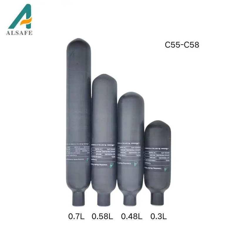 ALSAFE fabrika satış özelleştirmek etiket Pcp hava tankı Oem Ce sertifikalı Iso 300bar karbon fiber kompozit silindir