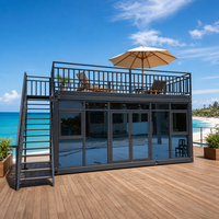 Maison conteneur modulaire en verre préfabriquée, bureau de jardin, pod de luxe, maison conteneur habitable