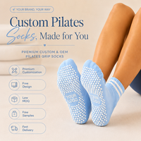 Chaussettes de Pilates en coton personnalisées antidérapantes, respirantes, à hauteur mi-mollet, pour yoga, ballet et sport, avec logo tricoté sur le corps