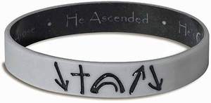 Braccialetto in Silicone Reversibile Blu Reale e Grigio con Scritta 'He Ascended', Braccialetti in Gomma Siliconica - Product Image 3
