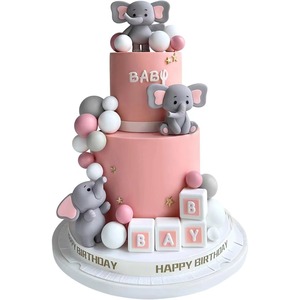 Lot de figurines d'éléphant 3D grises, boules bleues <span class=keywords><strong>et</strong></span> blanches, blocs alphabet pour baptême, communion, fête prénatale - Fournisseur export - Product Image 3