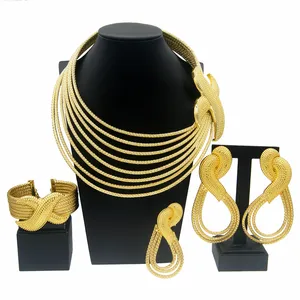Zhuerrui Hot sale Dubai Jewelry Sets Brazilian 18k Gold Plated Jewelry Sets Polished Glossy Craft Fashion Jewelry Sets H20071