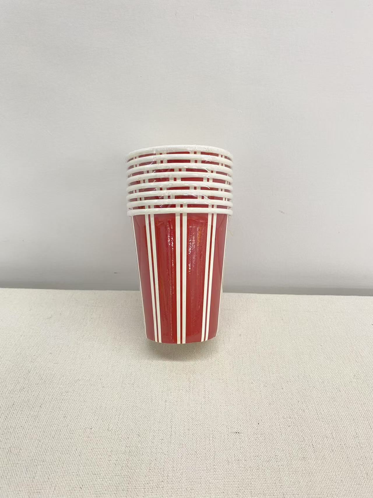 Vaso de papel rojo y blanco de 9 oz * 8 unidades