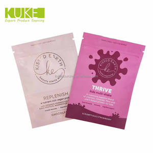 Bolsas de embalaje de polvo de vitamina proteína Mylar con cierre de cremallera reutilizable de papel de aluminio con acabado mate colorido - Product Image 1