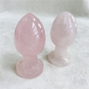 Grosir Natural 8-9cm Rose Quartz Anal Plug pink kristal Butt Plug penyembuhan - Product Image 3
