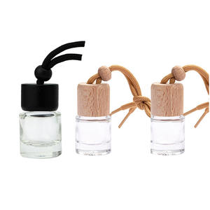 Botella de Vidrio Transparente Redonda de 5ml 8ml para Difusor de Perfume y Ambientador de Coche con Tapa de Madera - Product Image 1