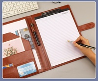 Custom LOGO A4 Faux Leather Portfolio File Folder Padfolio Writing Pad Document Organizer Business Card Holder Writing Pad