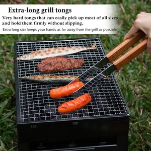 Ensemble d'ustensiles de barbecue en acier inoxydable avec manche en bois, kit d'outils de grillade résistant à la chaleur, facile à nettoyer pour la cuisson en extérieur - Product Image 3