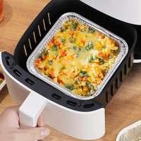 Conteneurs alimentaires jetables carrés de 9 pouces en aluminium 1440ml boîtes de plateau Tiffin plaques d'emballage de fast-food pour fast-foods