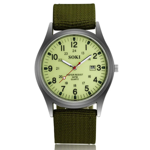 <span class=keywords><strong>Reloj</strong></span> Deportivo Luminoso <span class=keywords><strong>SOKI</strong></span> para Hombre, Correa de Nailon de 20 mm, Movimiento de Cuarzo, Caja de Acero Inoxidable, Esfera con Agujas, Unisex - Product Image 1