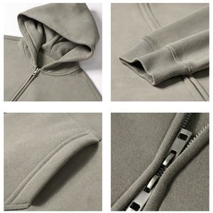 TKAN352 Heavyweight 500G cepillado francés Terry Zip Hoodie logotipo personalizado bordado liso Otoño Invierno grueso algodón cremallera Hoodie - Product Image 4