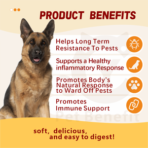 Complément Masticable <span class=keywords><strong>Naturel</strong></span> <span class=keywords><strong>Anti</strong></span>-Puces et Tiques pour Chiens Marque Blanche, Enrichi en Levure de Bière et Vitamines pour la Santé Cutanée - Product Image 3